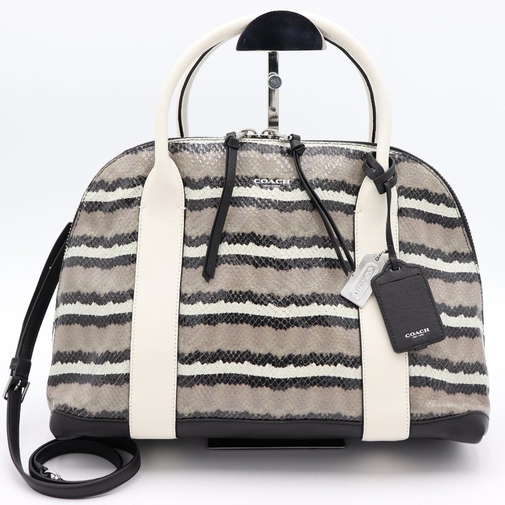 NWT Coach Bleecker Pinnacle Preston Python Embossed Leather Satchel Shoulder Bag